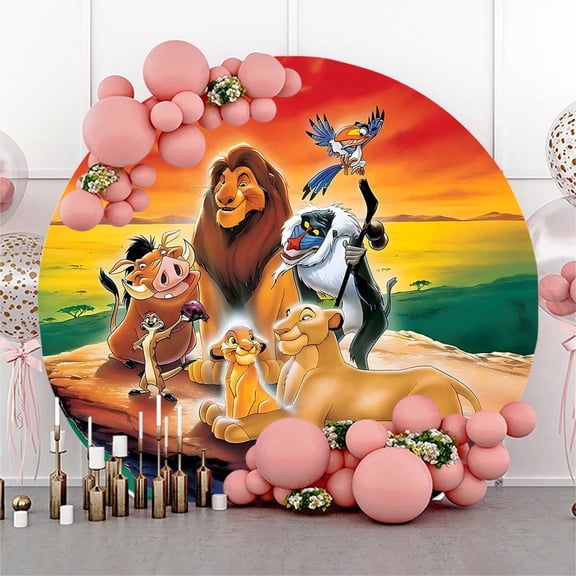 6.5ft Steppe Lion Pig Leopard Monkey Bird Round Backdrop for Boys