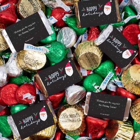 6.5lb Santa Themed Exclusive Chocolate Mix - Miniatures, Holiday Kisses & Mini PB Cups (440ct)