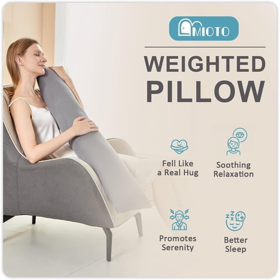 6.5lbs Weighted Body Pillow for Adult - Weighted Pillow for Better Sleep, Cooling Body Pillow with Tencel Cover, Long Pillow for Bed, Ideal Side Sleeper Pillow(41" x 10", Grey)