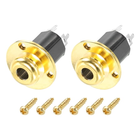 6.5mm(1/4 Inch) Electric Guitar Bass Mono Endpin Output Jack Strap Button Jack Socket Gold 2pcs