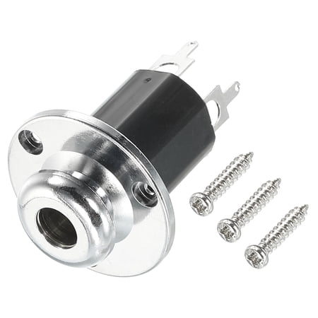 6.5mm(1/4 Inch) Electric Guitar Bass Mono Endpin Output Jack Strap Button Jack Socket Silver