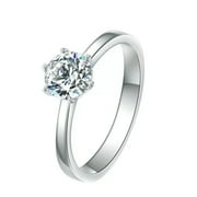6.5mm*6.5mm AAA CZ Simple Band Womens 925 Silver 2.7mm Engagement Ring Size 4-9