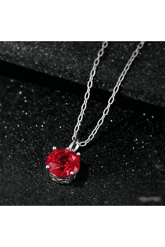 6.5mm Created Pigeon Ruby earring And 5# 9mm Lab Grown Ruby With Inclusions S925 Silver Necklace Women Fine Jewelry