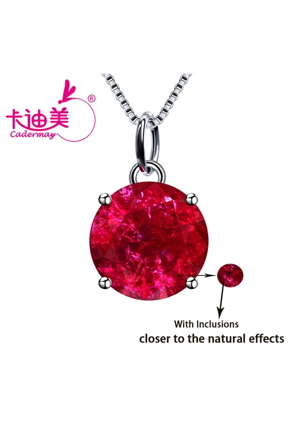 6.5mm Created Pigeon Ruby earring And 5# 9mm Lab Grown Ruby With Inclusions S925 Silver Necklace Women Fine Jewelry