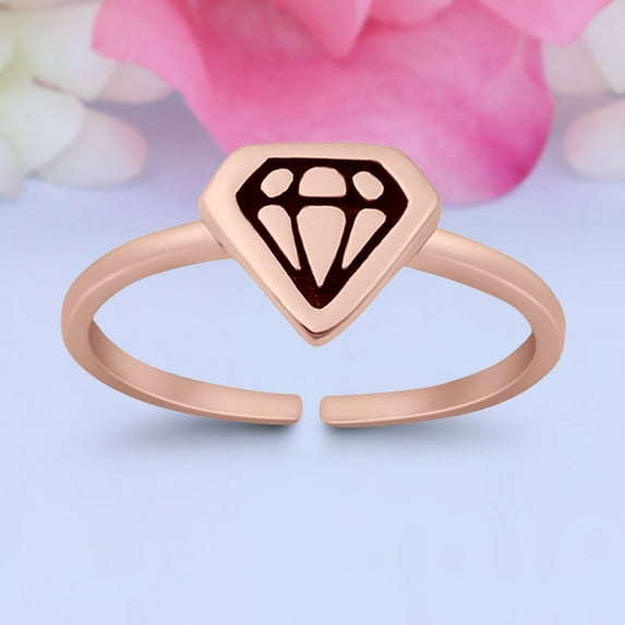6.5mm-Diamond Toe Band Ring 925 Sterling Silver Thin Adjustable Stylish Rings for Women