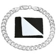thumbnail image 1 of 6.5mm Solid .925 Sterling Silver Flat Curb Chain Link Bracelet, 8 inches + Gift Box, 1 of 7