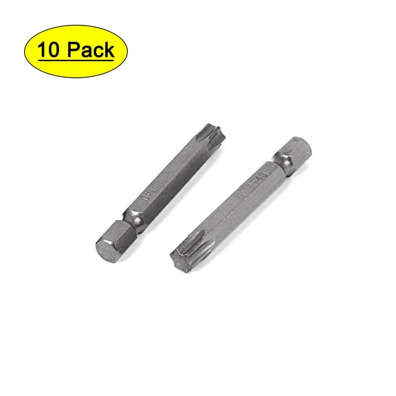 6.5mm Star Head T40 Magnetic Torx Screwdriver Bits Dark Gray 10 Pcs