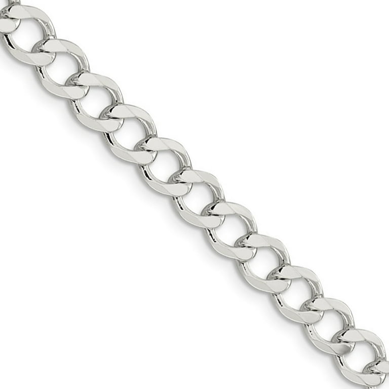 6.5mm Sterling Silver Hollow Flat Open Curb Chain Necklace, 20 Inch 