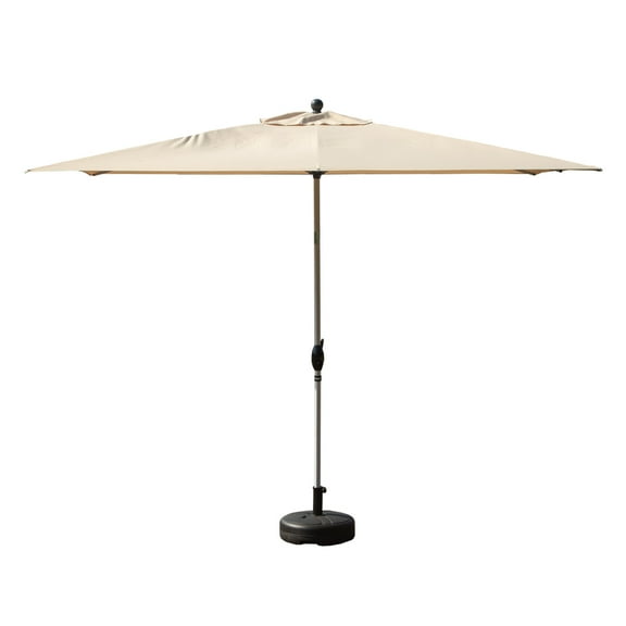 6.5x10 Ft Multi Angle Rotation Rectangle Patio Umbrella with Crank Lift and Tilt Function, Outdoor Sunshade Umbrella with 6 Sturdy Ribs for Pool, Garden, Terrace, Outdoor and Restaurant, Beige