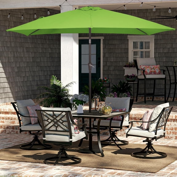 6.5x10 ft Rectangular  Outdoor Table Umbrella with Crank Tilt System Grass Green