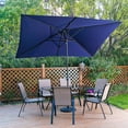 thumbnail image 1 of 6.5x10 ft Rectangular Patio Umbrella Outdoor Market Table Umbrella Aluminum Pole with Tilt and Crank 6 Sturdy Ribs for Deck Lawn Pool, Navy Blue, 1 of 10