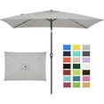 thumbnail image 1 of 6.5x10 ft Rectangular Patio Umbrellas Outdoor Market Umbrella with Push Button Tilt and Crank, Rectangle Table Umbrella 6 Sturdy Ribs UV Protection for Pool Garden Backyard Deck, Light Gray, 1 of 18