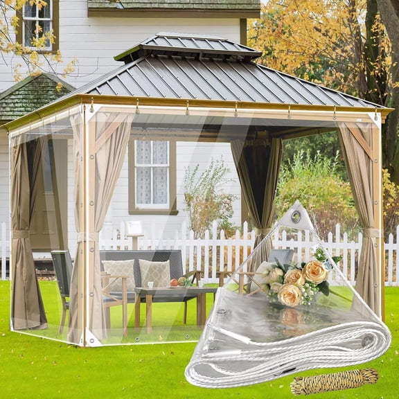 6.5x10FT Clear Tarps Heavy Duty PVC Vinyl 14 Mil Thick Tarpaulin Glass Tarpaulin with Metal Grommets, Protects Against Water, Tear, Cold Weather Resistan for Greenhouse Balcony Garden