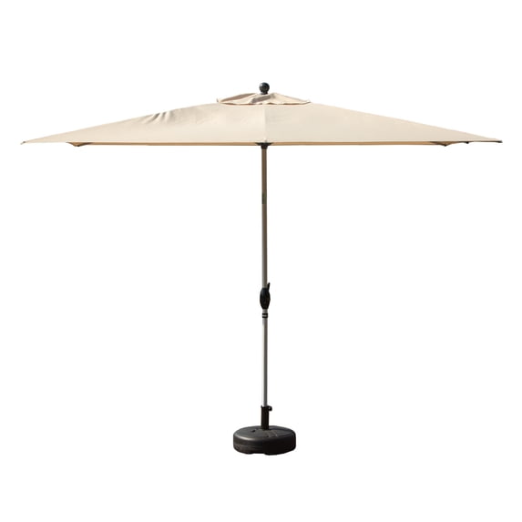 6.5x10FT Rectangular Patio Umbrella with Push Button Tilt and Crank Lift,8 Sturdy Ribs for Sun Protection,Outdoor Market Umbrella for Garden,Pool,Deck,Beach and Backyard,Beige