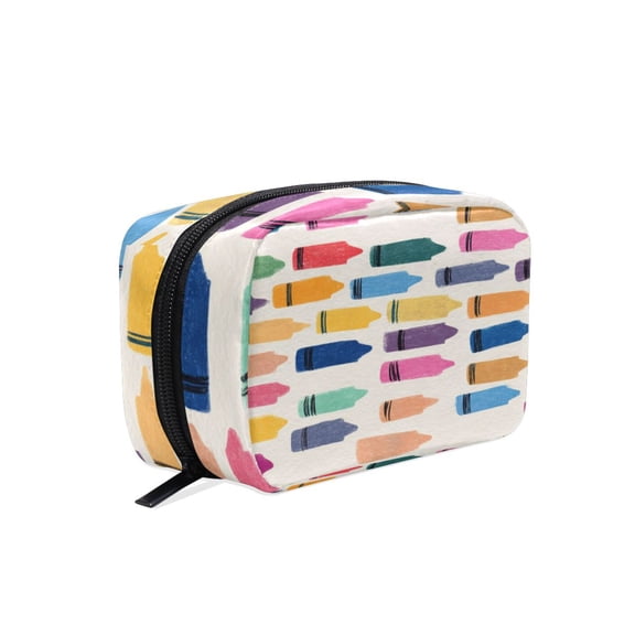 6.5x2.5x4 In Printed Makeup Bag Organizer with 5 Compartments Travel Toiletry Pouch Bag Crayon Painting