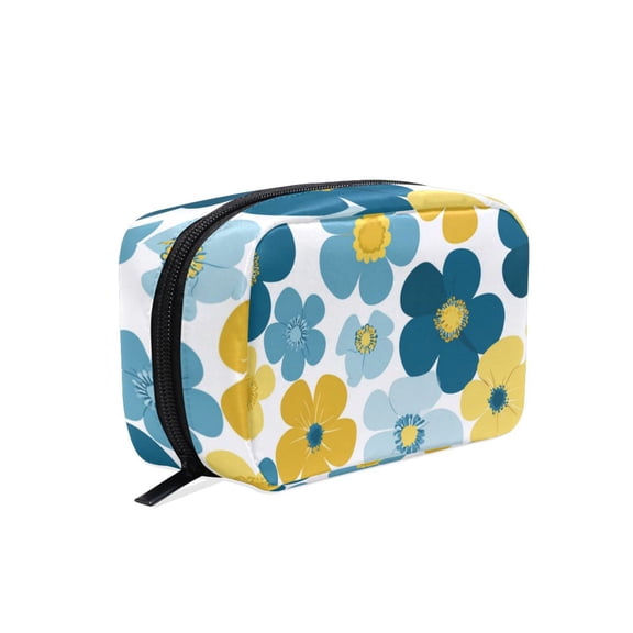 6.5x2.5x4 In Printed Makeup Bag Organizer with 5 Compartments Travel Toiletry Pouch Bag Flat Color Background