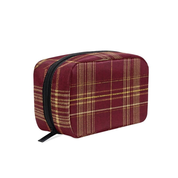 6.5x2.5x4 In Printed Makeup Bag Organizer with 5 Compartments Travel Toiletry Pouch Bag Gold Pattern