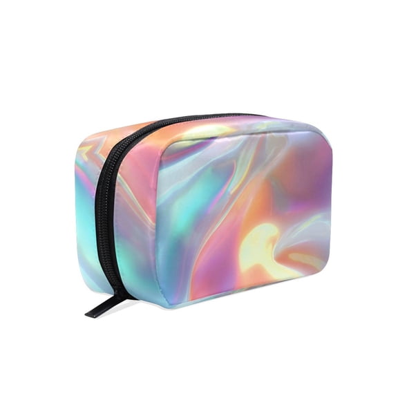 6.5x2.5x4 In Printed Makeup Bag Organizer with 5 Compartments Travel Toiletry Pouch Bag Laser Background