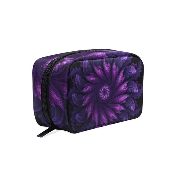 6.5x2.5x4 In Printed Makeup Bag Organizer with 5 Compartments Travel Toiletry Pouch Bag Purple Swirl