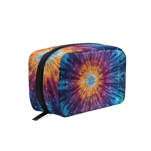 6.5x2.5x4 In Printed Makeup Bag Organizer with 5 Compartments Travel Toiletry Pouch Bag Rainbow Colors