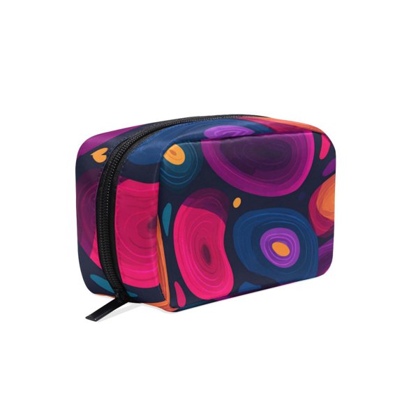 6.5x2.5x4 In Printed Makeup Bag Organizer with 5 Compartments Travel Toiletry Pouch Bag Thick Neon