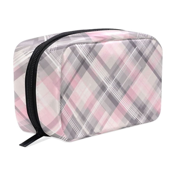 6.5x2.5x4 In Printed Makeup Bag Organizer with 5 Compartments Travel Toiletry Pouch Bag Ttartan Plaid