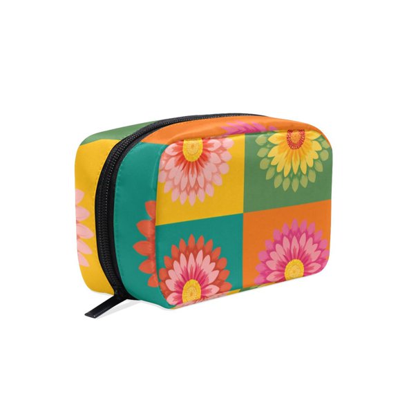 6.5x2.5x4 In Printed Makeup Bag Organizer with 5 Compartments Travel Toiletry Pouch Bag Vector Designs