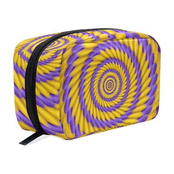 6.5x2.5x4 In Printed Makeup Bag Organizer with 5 Compartments Travel Toiletry Pouch Bag Yellow Purple
