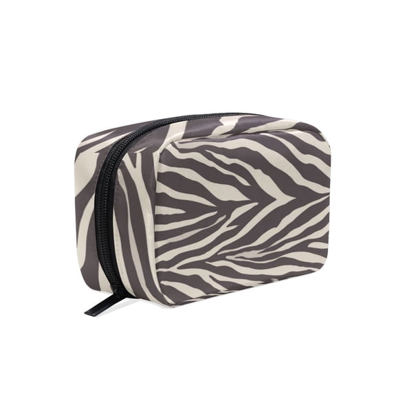 6.5x2.5x4 In Printed Makeup Bag Organizer with 5 Compartments Travel Toiletry Pouch Bag Zebra Stripes Vector
