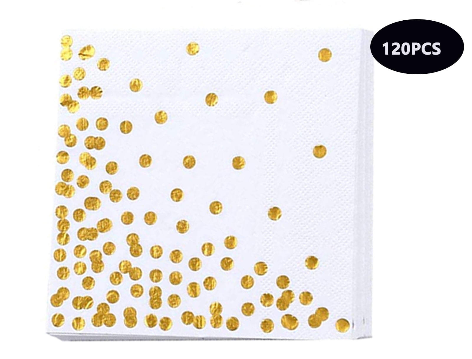 6.5x6.5 in White Wedding Napkins Gold Dot ,Set of 120 ,Disposable ...
