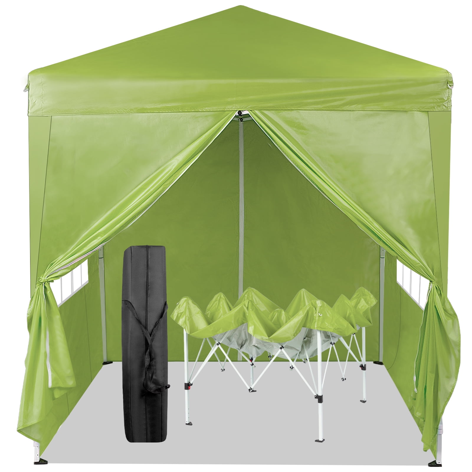6.5x6.5Ft Two Doors & Two Windows Practical Waterproof Right-Angle Folding Tent Greenish, Gray