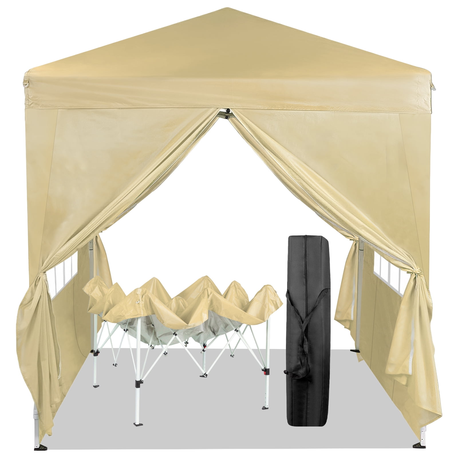 6.5x6.5Ft Two Doors & Two Windows Practical Waterproof Right-Angle Folding Tent, Khaki