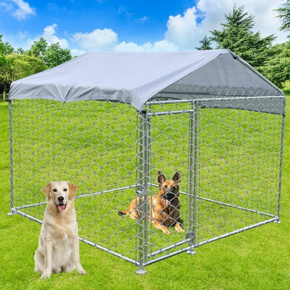6.5x6.5ft Outdoor Pet Dog Run House Kennel Shade Cage w/Roof Cover Backyard Playpen