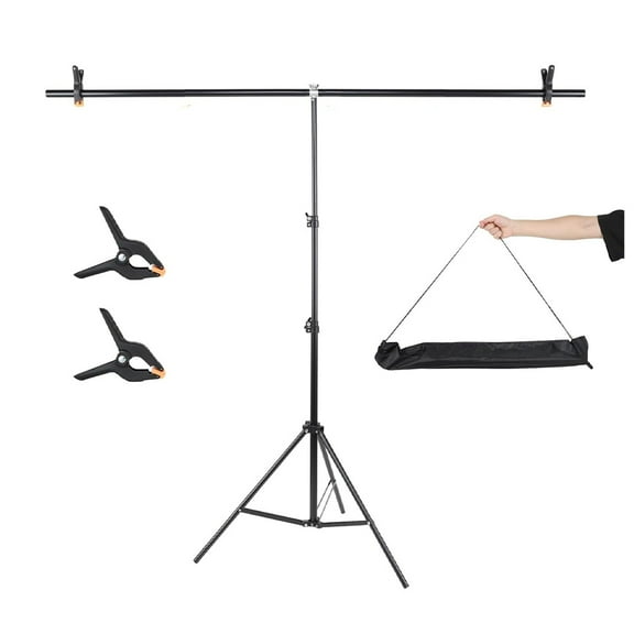 6.5x6.5ft T Shape Backdrop Stand Kit, Adjustable Background Support Stand Kit with 2 Spring Clamps for Parties, Wedding, Photography, Decoration