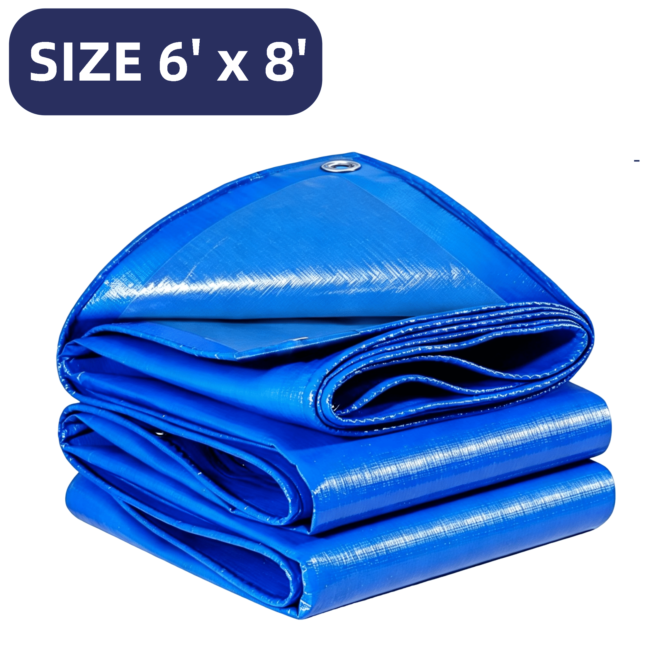 6.5x8.2 Ft Blue Poly Tarp, Multi-Purpose Waterproof Tear Resistant Cover With Reinforced Corners & Ropes