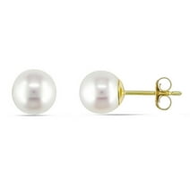 6-6.5mm White Freshwater Cultured Pearl 14kt Yellow Gold Stud Earrings