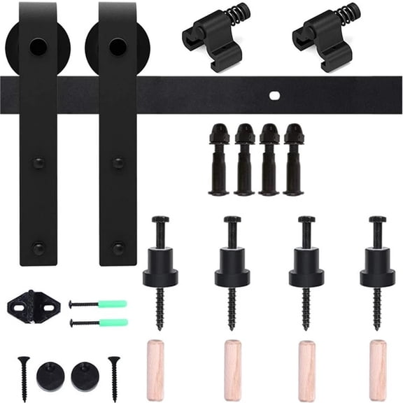 6/6.6FT Sliding Door Hardware Grain Warehouse Sliding Door Accessories Kit, Single Wood Door Kit