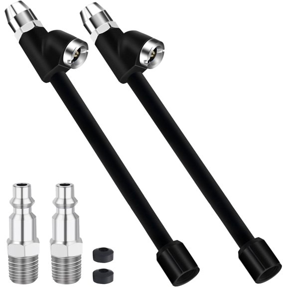 6.6" Air Chuck, 1/4" FNPT Extended Reach Tire Chuck 2-Way Connection Tire Air Chucks for Tire Inflator Gauge and Air Compressor Accessories with Quick Plug (2 Pack)
