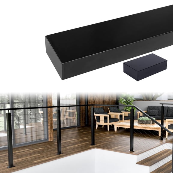 6'6" Aluminum Black Cable Railing Handrail Rectangular Handrail for Cable Railing System Top Rail Deck Stair Indoor Outdoor Length Adjustable with Paper User Guide HL10 BPA