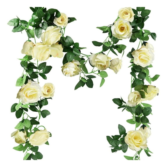 6.6 FT Artificial Flower Garland Rose Faux Vine Silk Hanging Floral Garland, Artificial Flower Flowers Vine Garlands Hanging, Wedding Arch Garden Wall Background Decor Spring Decoration