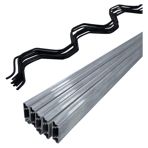 6.6 FT Greenhouse Lock Channel and Spring Wires Kit,10 Set Galvanized Steel Channel for Poly Plastic Film & Shade Cloth, Wiggle Wire Attachment for High Tunnel DIY Greenhouse
