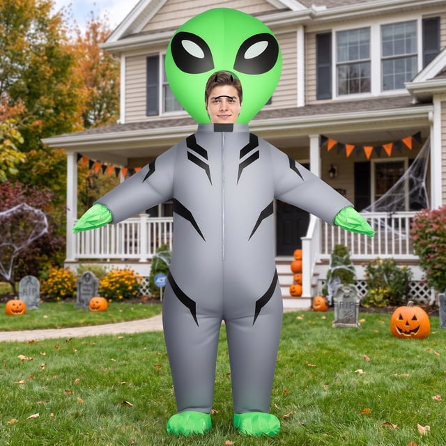 Event Guard Plan 6.6 FT Inflatable Alien Costume for Adults, Blow Up Halloween Cosplay ...