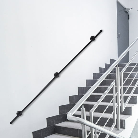 6.6 FT Stair Handrail Staircase Indoor&Outdoor Railing Industrial Pipe Hand Rail Black