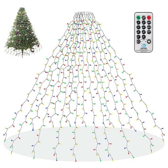 Uncahome Christmas Tree Lights,6.7FT X 16 Lines Christmas Lights,416 LED Waterfall Tree Topper Lights with Remote & 8 Lighting Modes,suitable for Indoor Outdoor Yard Party Xmas Decoration