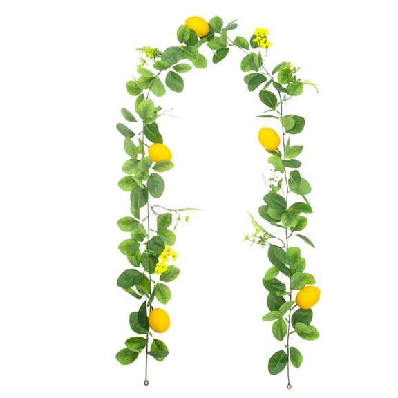 6.6 Ft Artificial Lemon Garland Spring Summer Faux Fruit Vine Garlands with Greenery for Door Wall Mantle Wedding Party Table Decorations