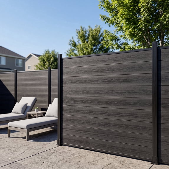 6 ×6 Ft Privacy Fence, Outdoor Wood Plastic Composite Fence, Waterproof Security Barriers Fencing (Gray with 1 Post)