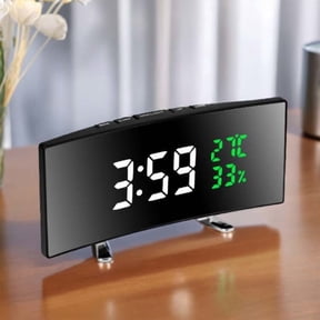 6.6Inch Multifunctional LED Timer, Curved Large Display Shows Time, Temperature & Humidity, USB or AAA Battery Powered (Batteries Not Included), Sleek Black Design