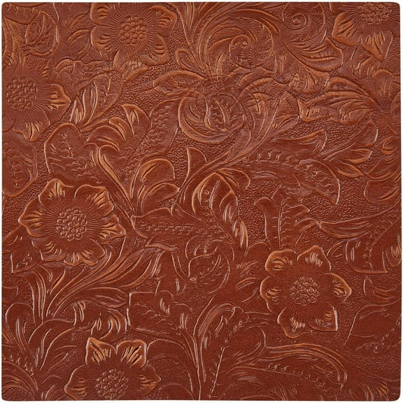 66 Inch Pre Cut Embossed Flower Genuine Leather Pieces 1.6mm Thick Crazy Horse Leather Fabric Sienna Plain Floral Pattern Cowhide Leather Sheet Bump Texture Leather Hides for DIY Crafts colorful