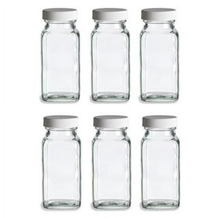 6 oz Glass Jars, Clear Glass Paragon Jars w/ Black Ps 113 Lined Spice Caps