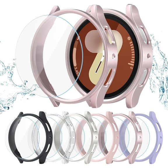 6+6 Pack for Samsung Galaxy Watch 7 40mm Screen Protector Case Hard PC Bumper + HD Anti-Fog Tempered Glass Protective Film Waterproof Face Cover Set for Galaxy Watch 7 40mm Accessories